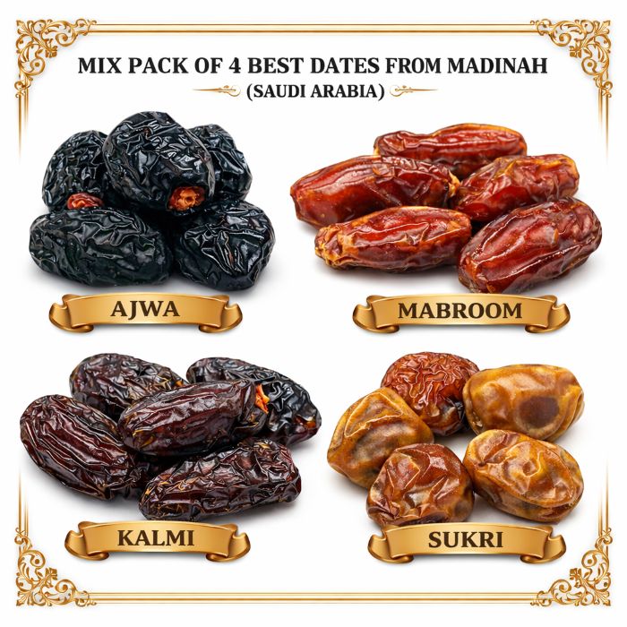 Saudi Dates Madina Mix Ajwa Mabroom Kalmi Sukri
